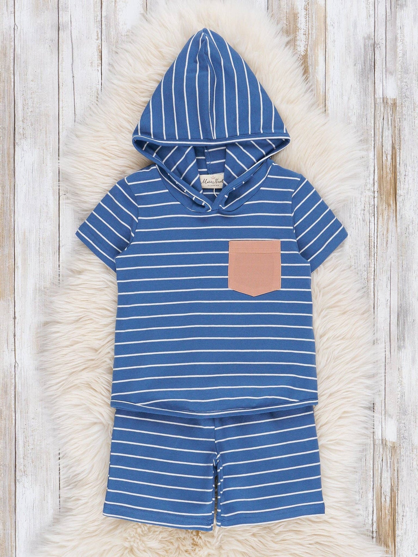 Blue Striped Pocket Hoodie Outfit