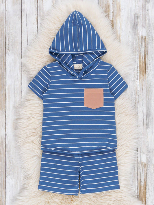 Blue Striped Pocket Hoodie Outfit