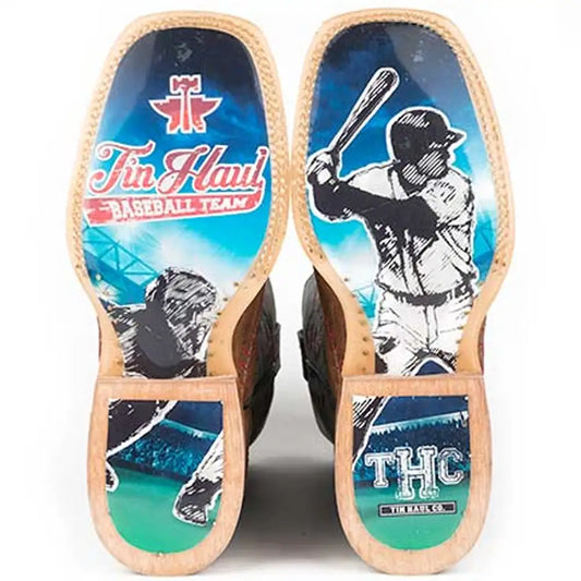 Tin Haul Slugger With Field Of Dreams Sole (Black/Tan) - Men's Leather Cowboy Boot