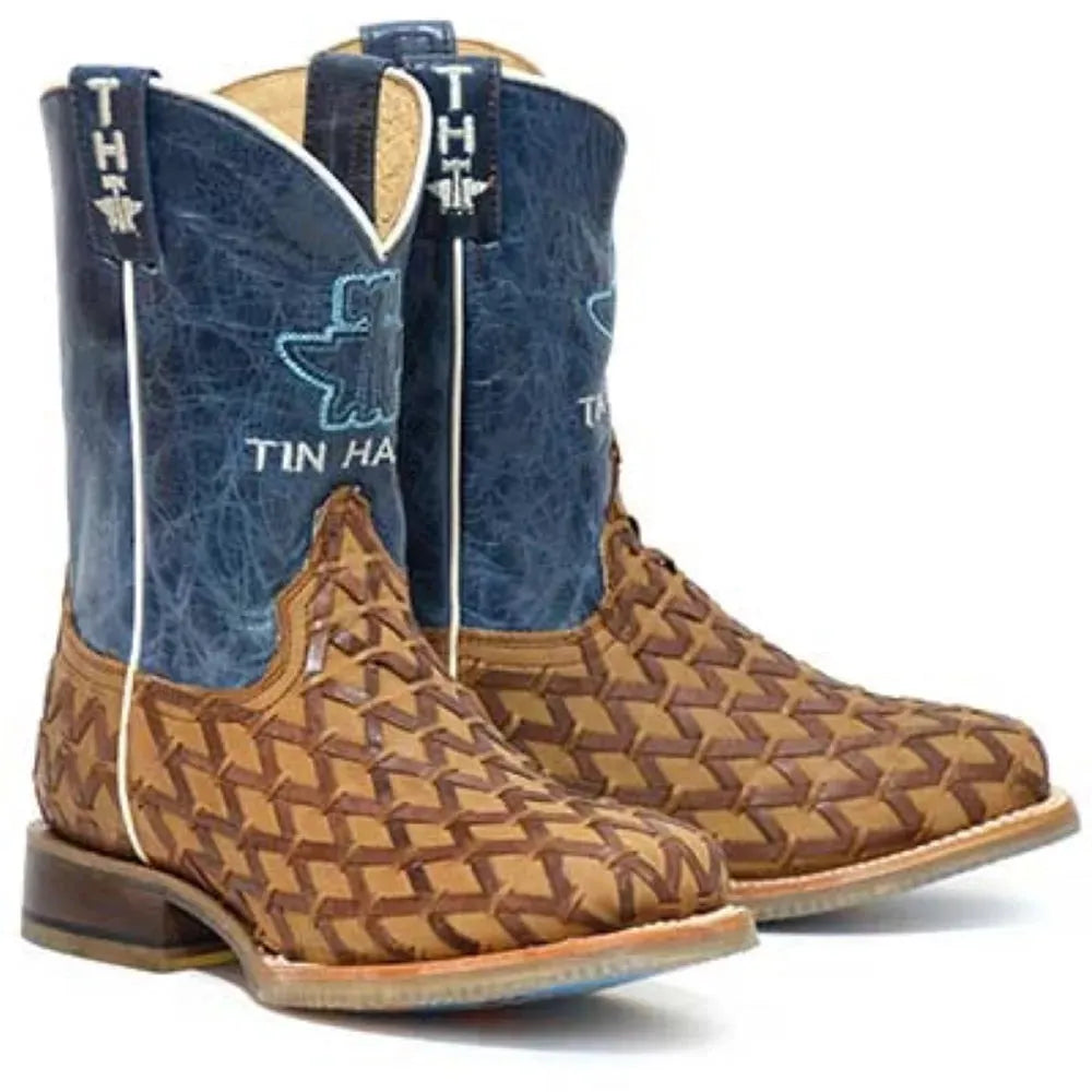 Tin Haul Grill Master / BBQ Party Sole (Blue) - Little Kids/Big Kids Leather Cowboy Boots