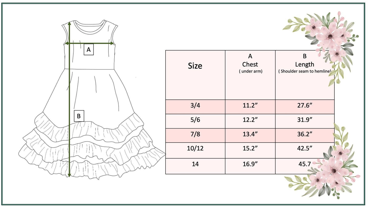 Girls 3 Tiered Terra Cotta Spring Summer Ruffles Dress