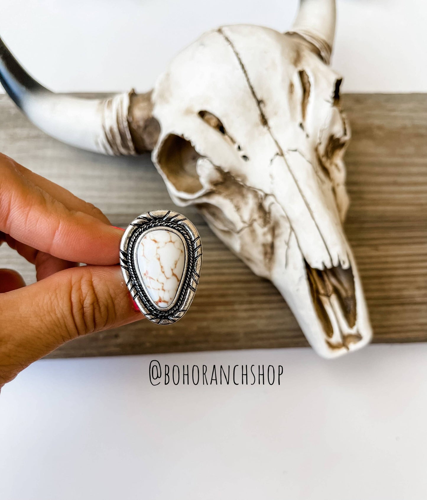 Western Teardrop Stone Cuff Ring