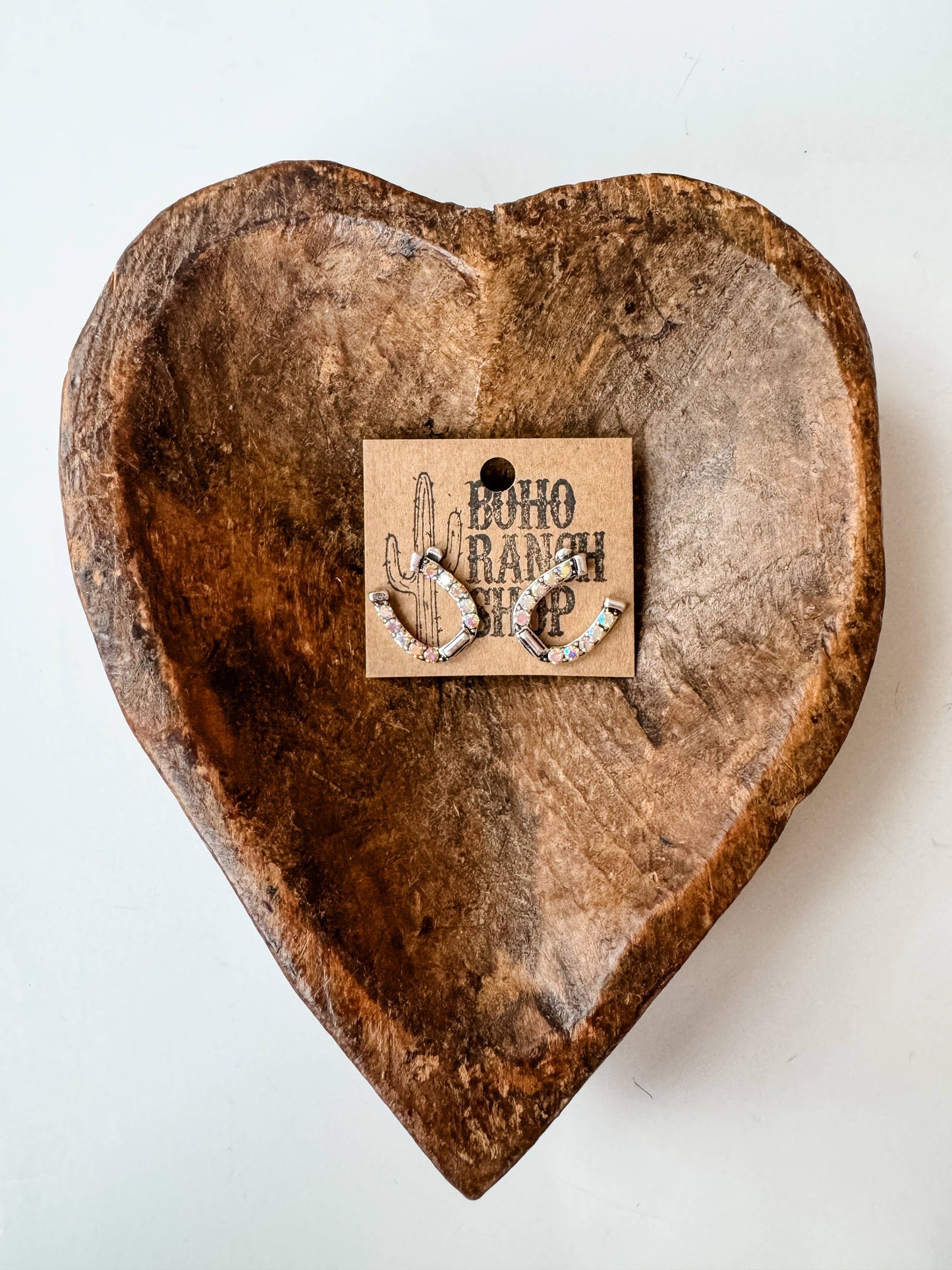 Western Horseshoe Stud Rhinestone Earrings