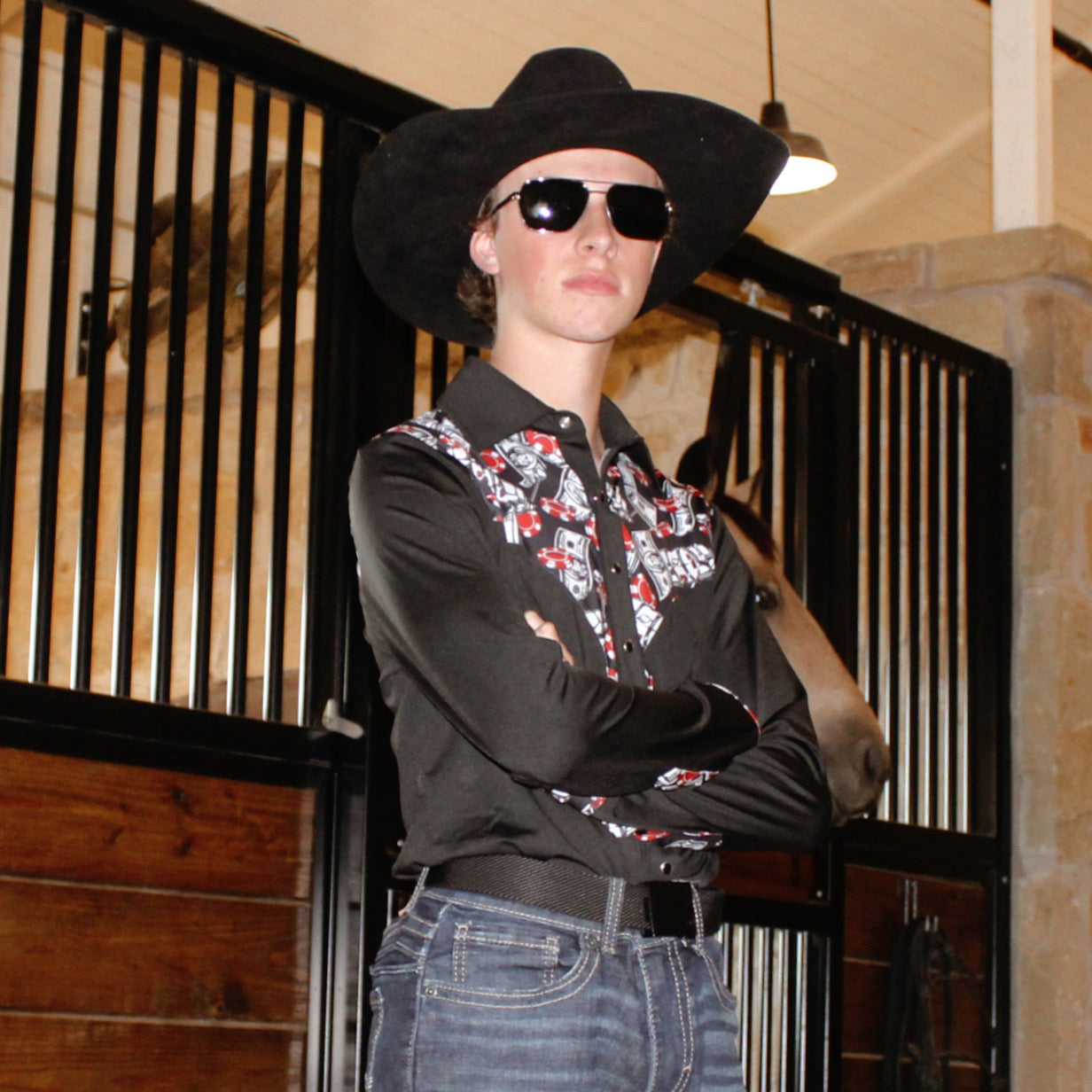 Mens Risky Business Pearl Snap Rodeo Shirt