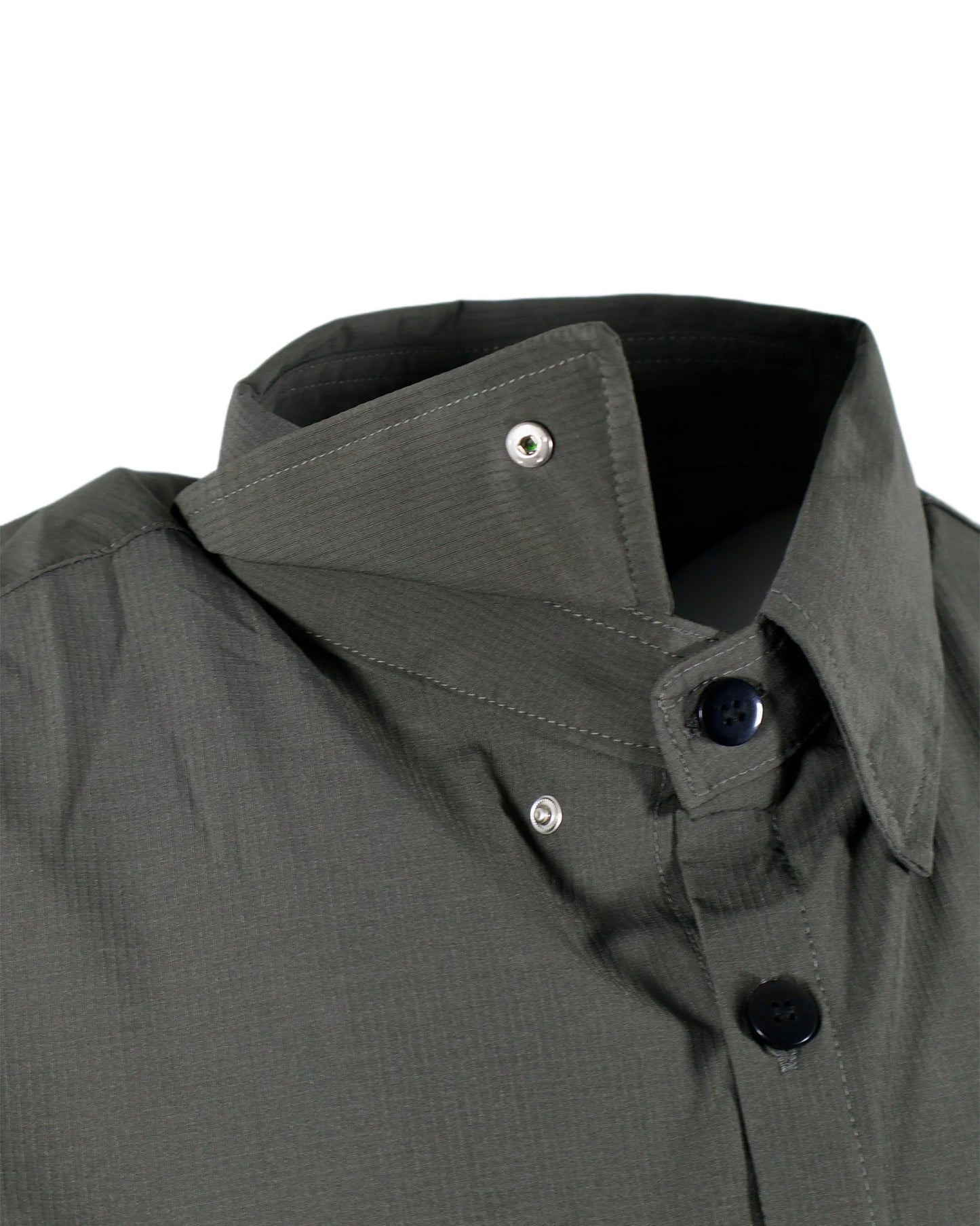 Performance Tech Gun Metal Hybrid Button Up Shirt (Hidden Snap Collars)