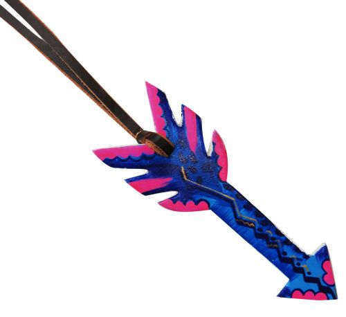 6.5" hand painted tie on saddle arrow. Pink and blue