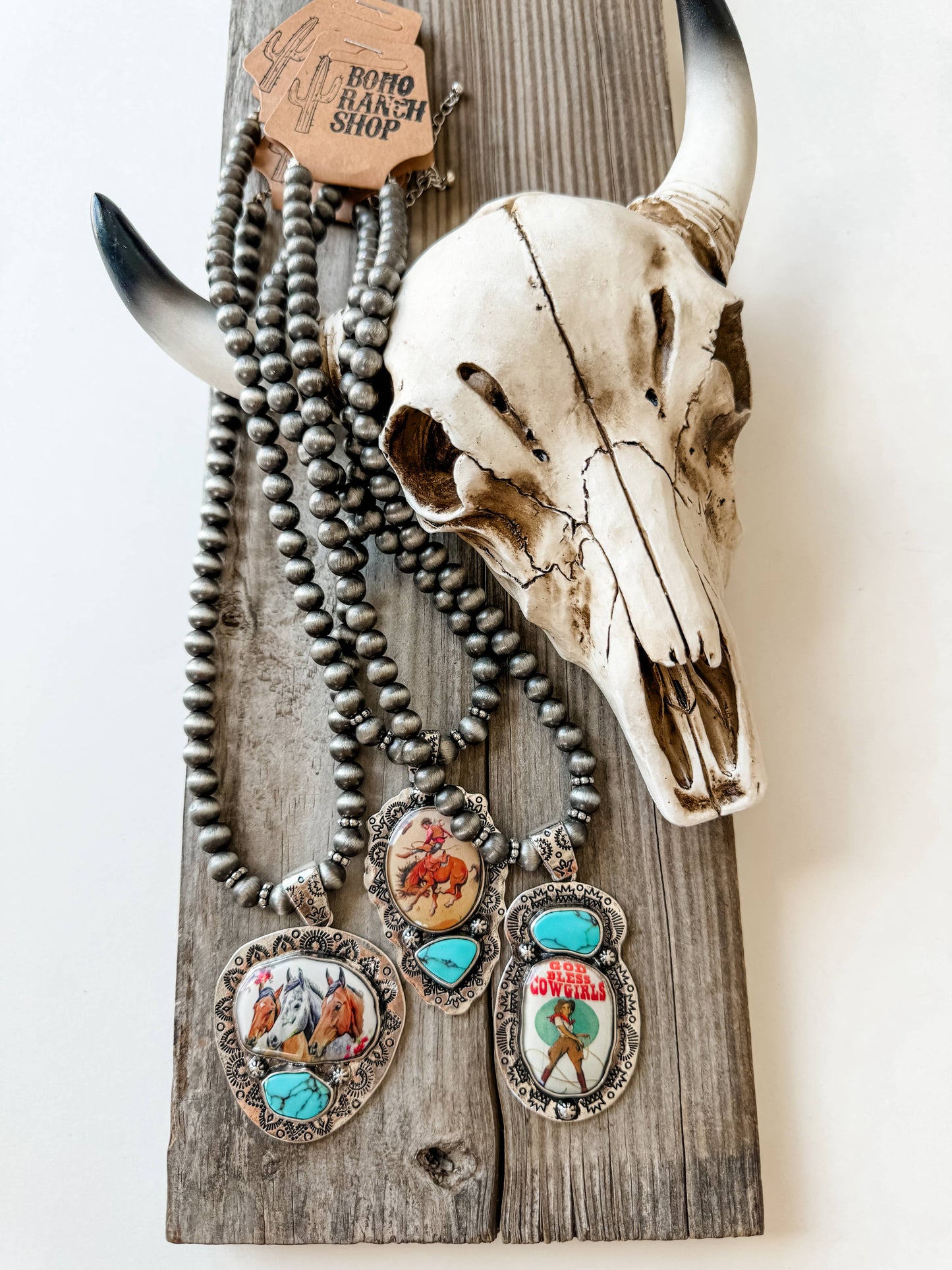 Western Print Pendant Necklace