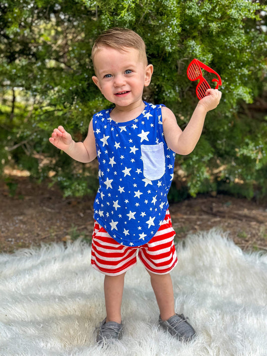 Red & White Striped Bamboo Biker Shorts (FINAL SALE)