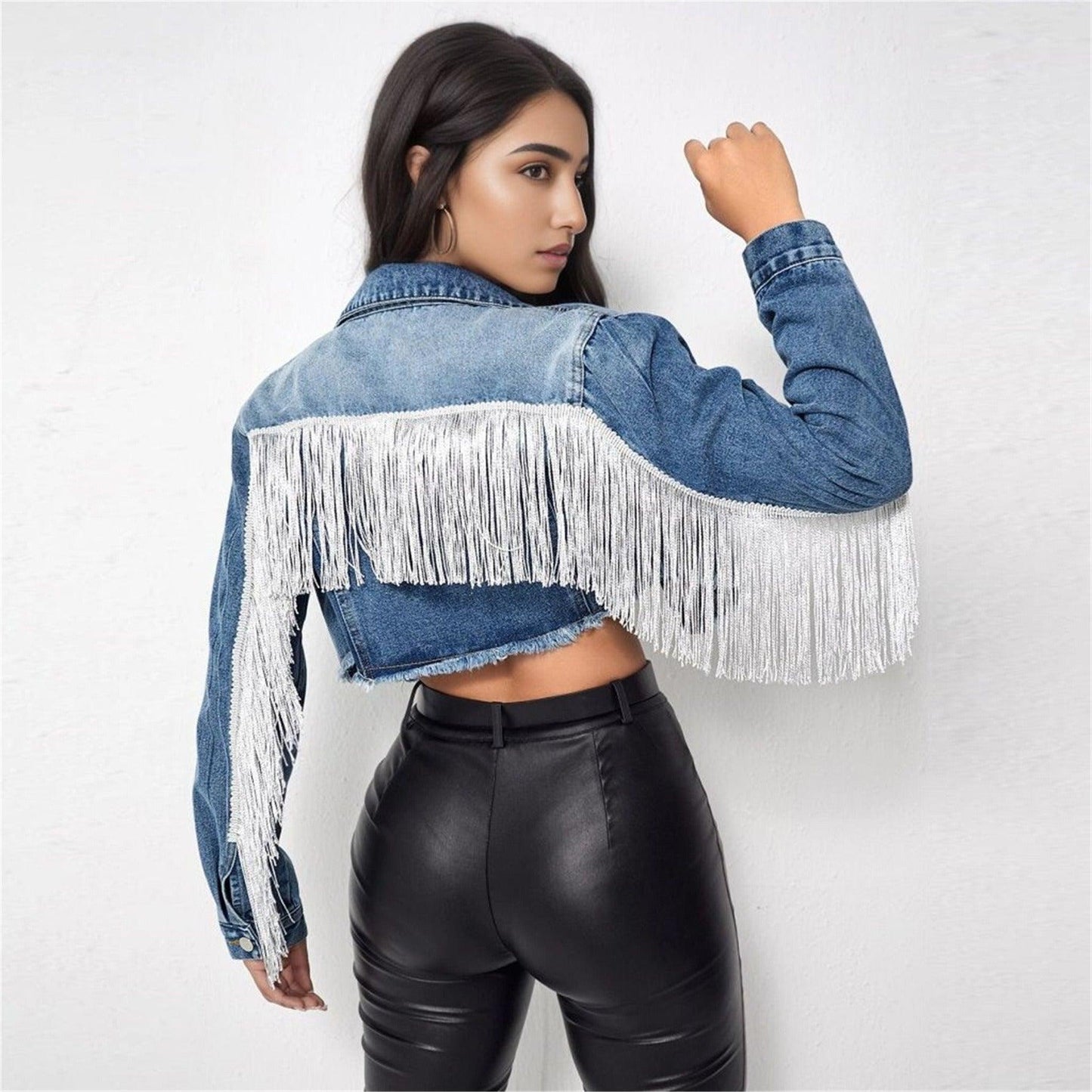Fringe Rider Short Denim Jacket