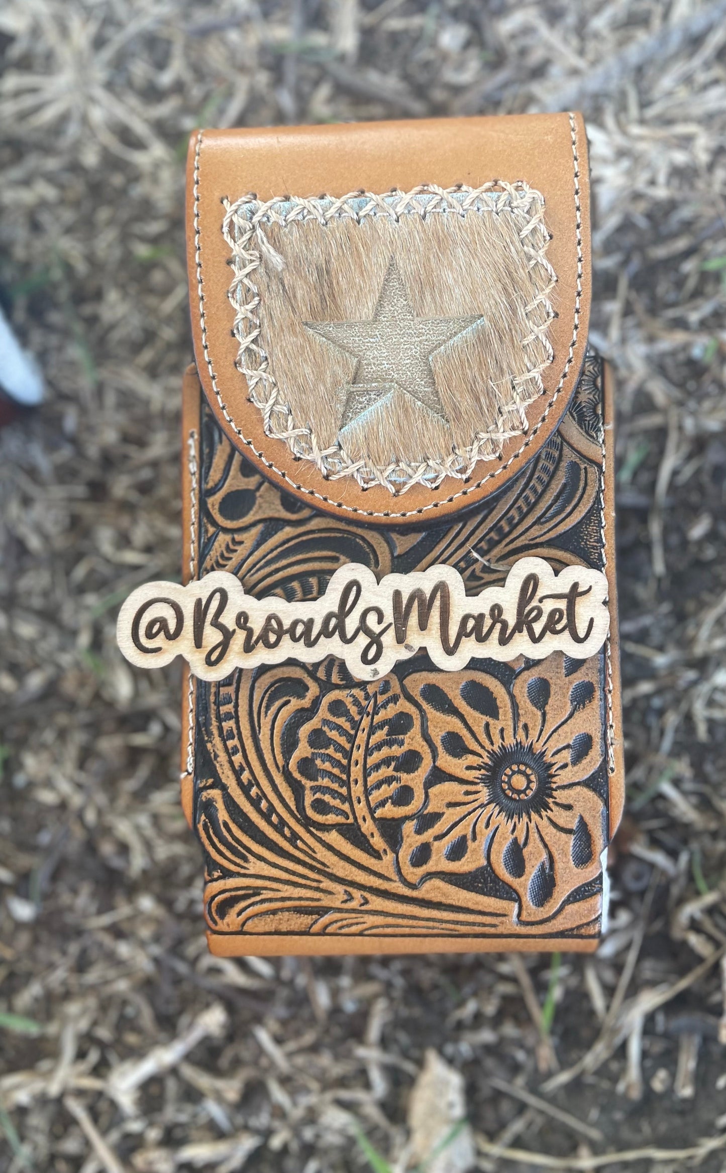 Tooled Leather Belt Phone Holders