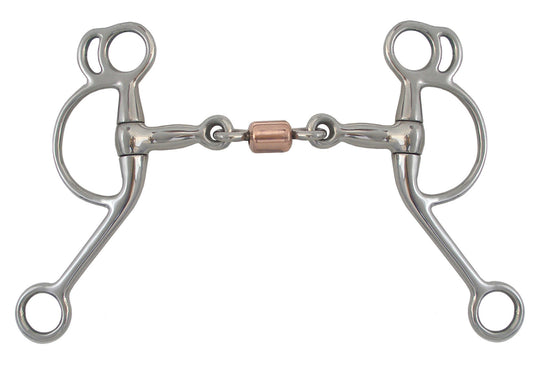 AJ Tack Double Rein Tom Thumb 3 Piece Copper Roller Bit