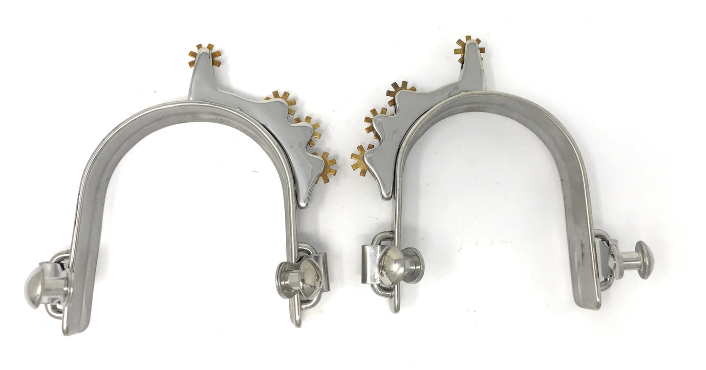 AJ Tack Ladies Stainless Steel Horizontal Rowels Bumper Spurs