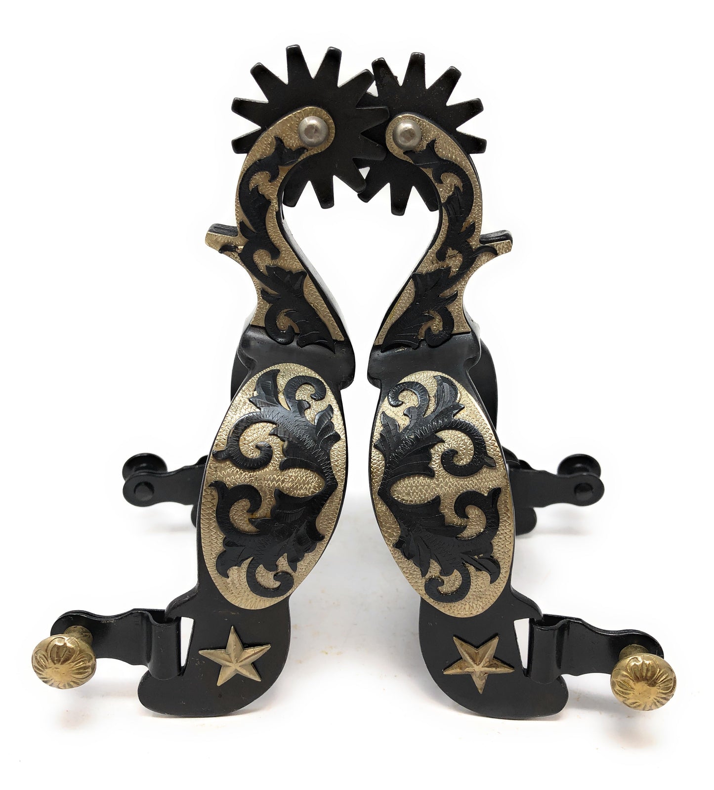 AJ Tack Men's Antique Brown Star and Floral Spurs