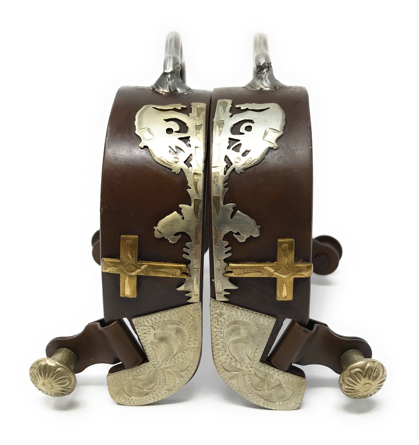 AJ Tack Ladies Antique Brown Praying Cowboy Bumper Spurs