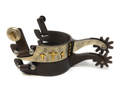 AJ Tack Youth Antique Brown Three Cross Spurs