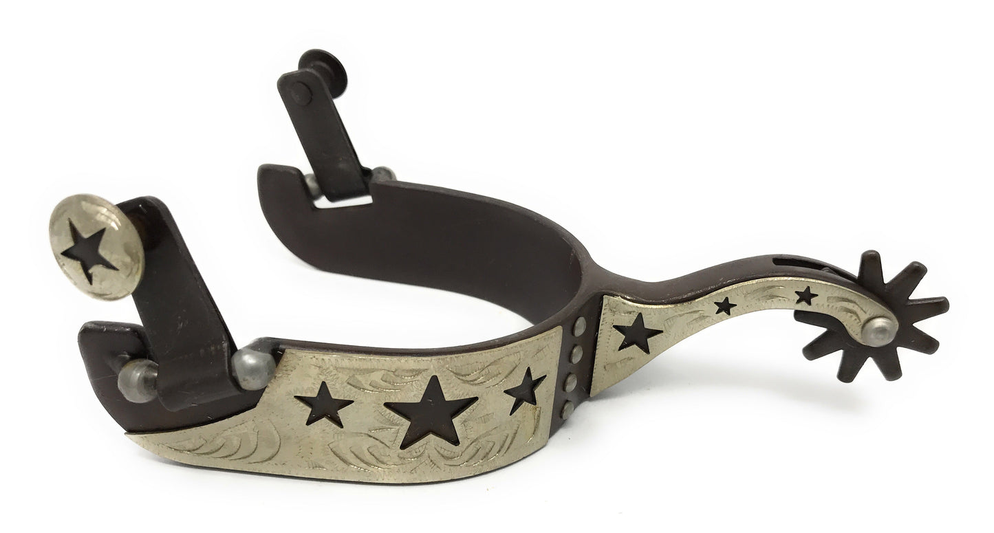 AJ Tack Youth Antique Brown Stars Cutout Spurs