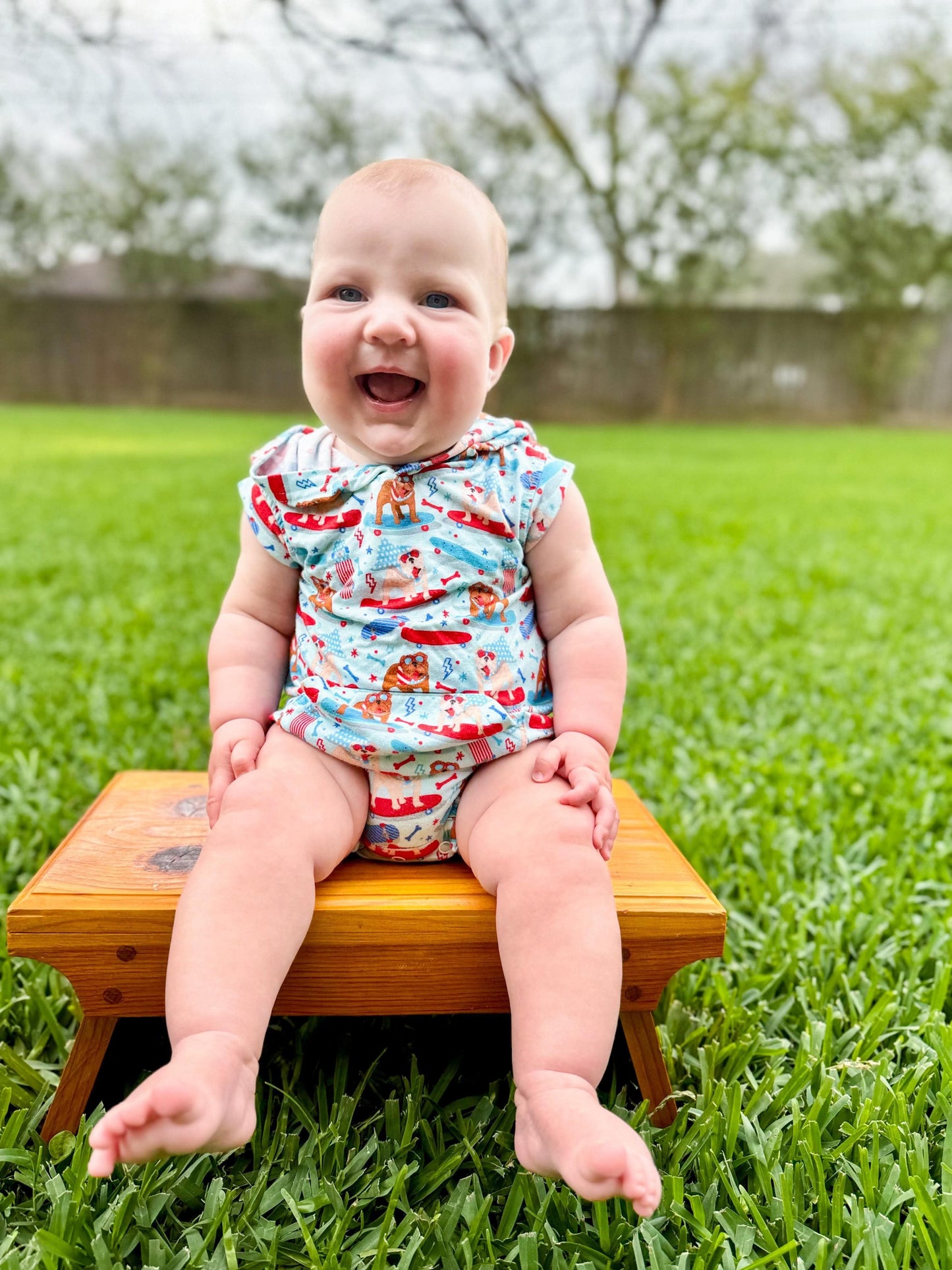 Patriotic Bulldogs Bamboo Hooded Romper (FINAL SALE)