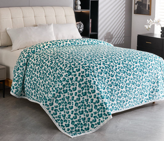Turquoise Cheetah Super Plush Blanket 93X88