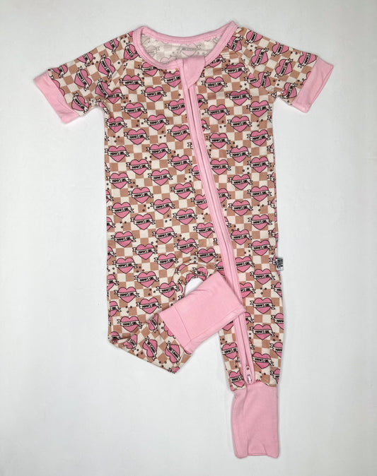 Checkered Mama's Girl Short Sleeve Bamboo Sleeper (FINAL SALE)