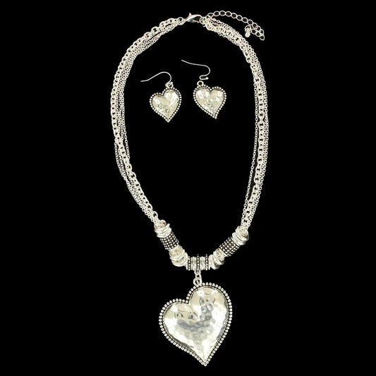 Prairie Heart - Women's Necklace and Earrings Set