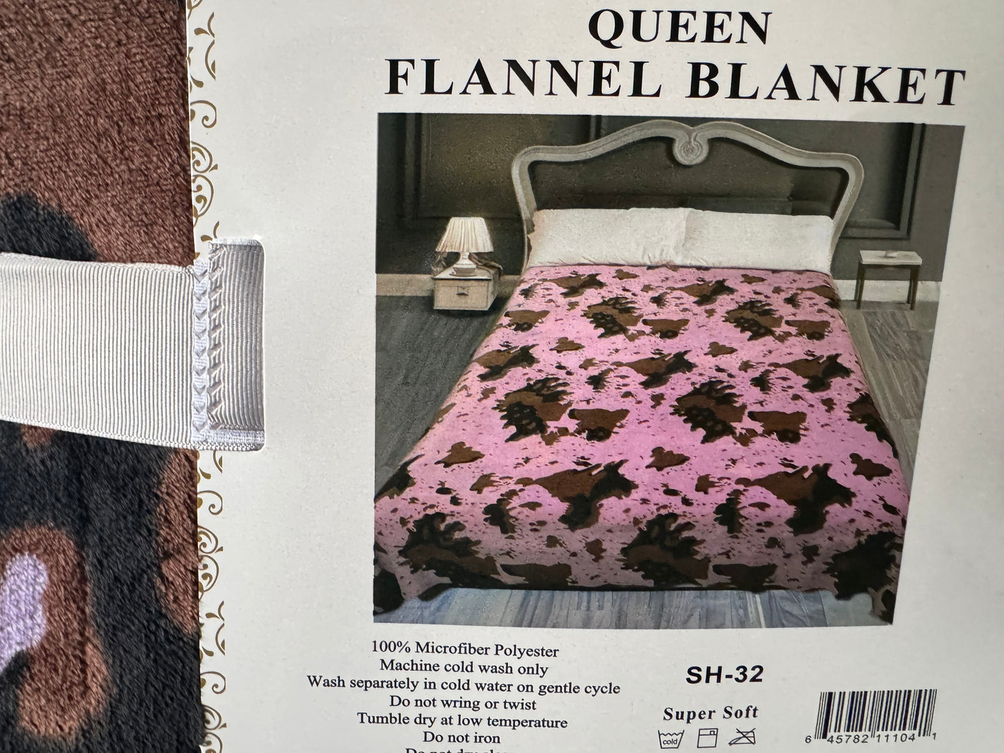 Light Purple/Pink Cow Print Blanket - QUEEN