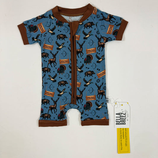 BLUE Bella-Breez Hunting Club Bamboo Shortie Romper (FINAL SALE)