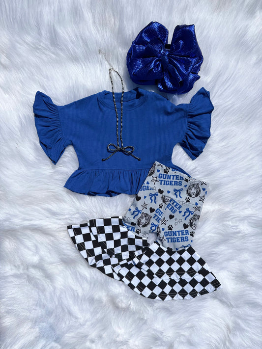 Cobalt Blue Ruffled Top