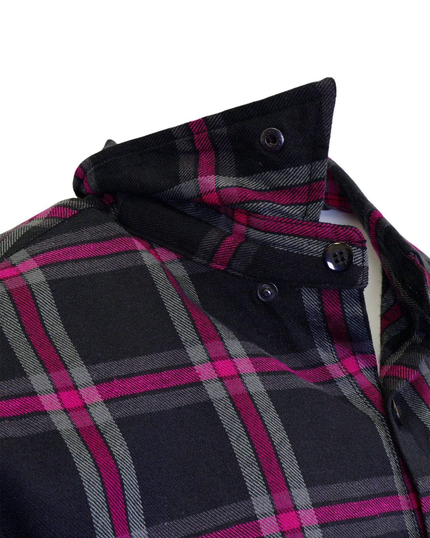 The "Warrior" Black & Pink Flannel (Hidden Snap Collars)