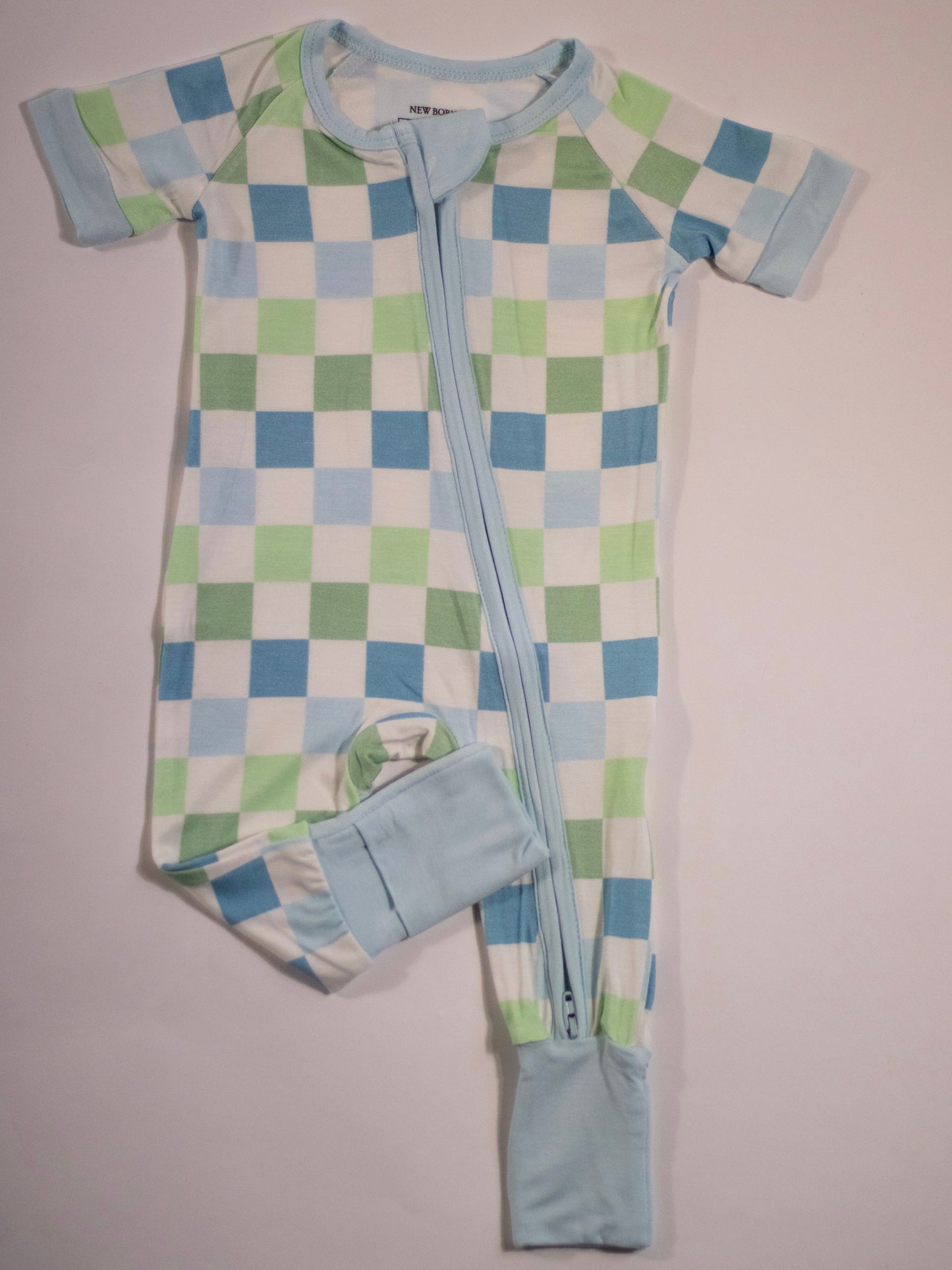 Ocean Checks Bamboo Short Sleeve Sleeper (FINAL SALE)