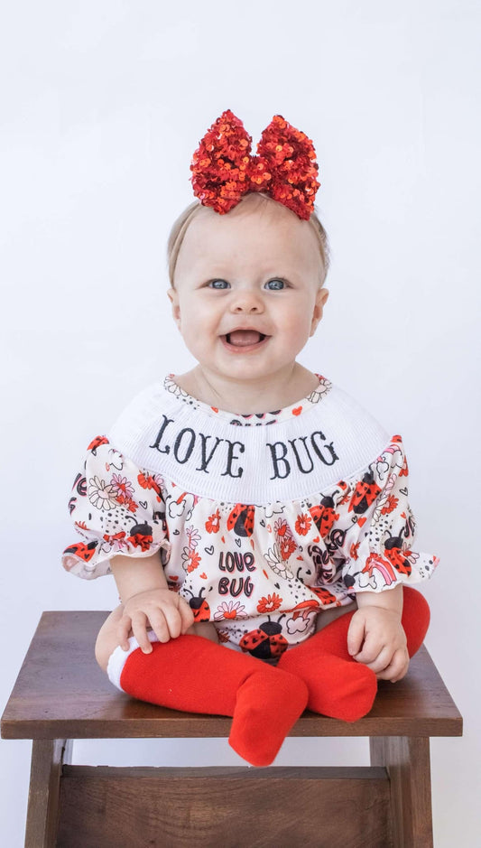 Smocked love bug romper