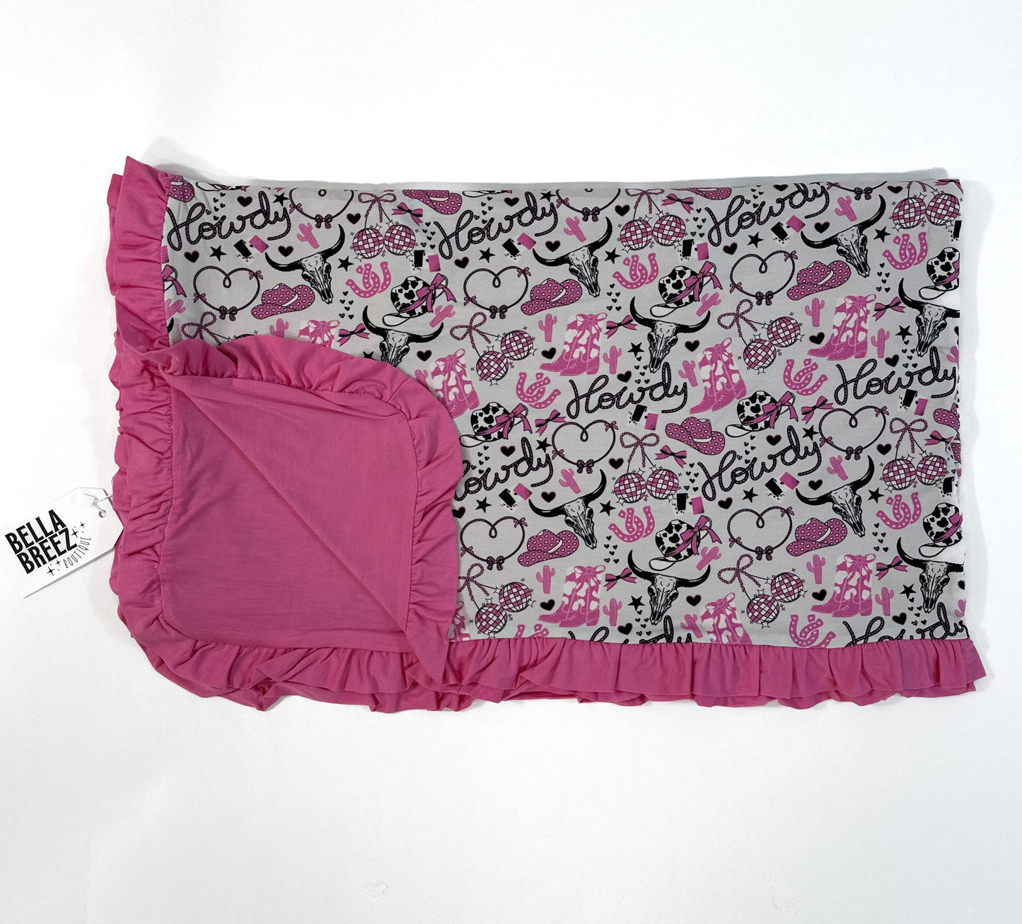 Pink Howdy Ruffled Bamboo Blanket (FINAL SALE)