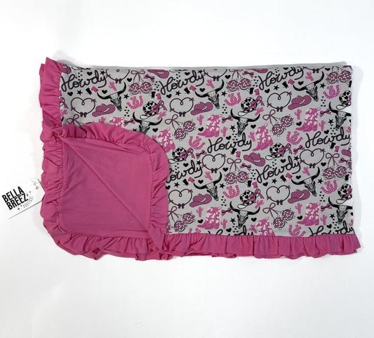 Pink Howdy Ruffled Bamboo Blanket (FINAL SALE)