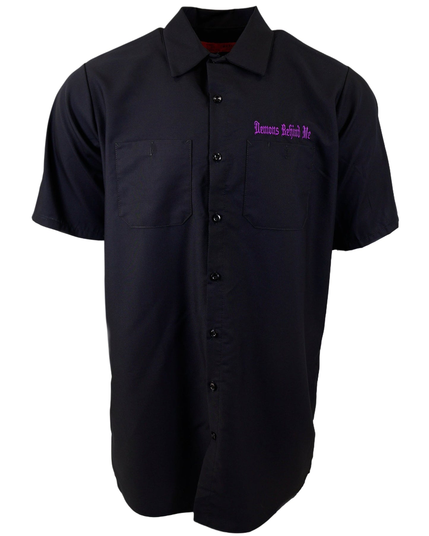 SHORT SLEEVE Men's Embroidered Shop Shirt - Purple Logo