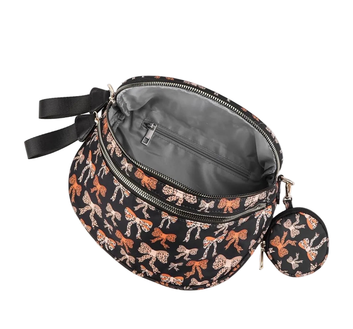 Cheetah Bows Crossbody Crescent Bag