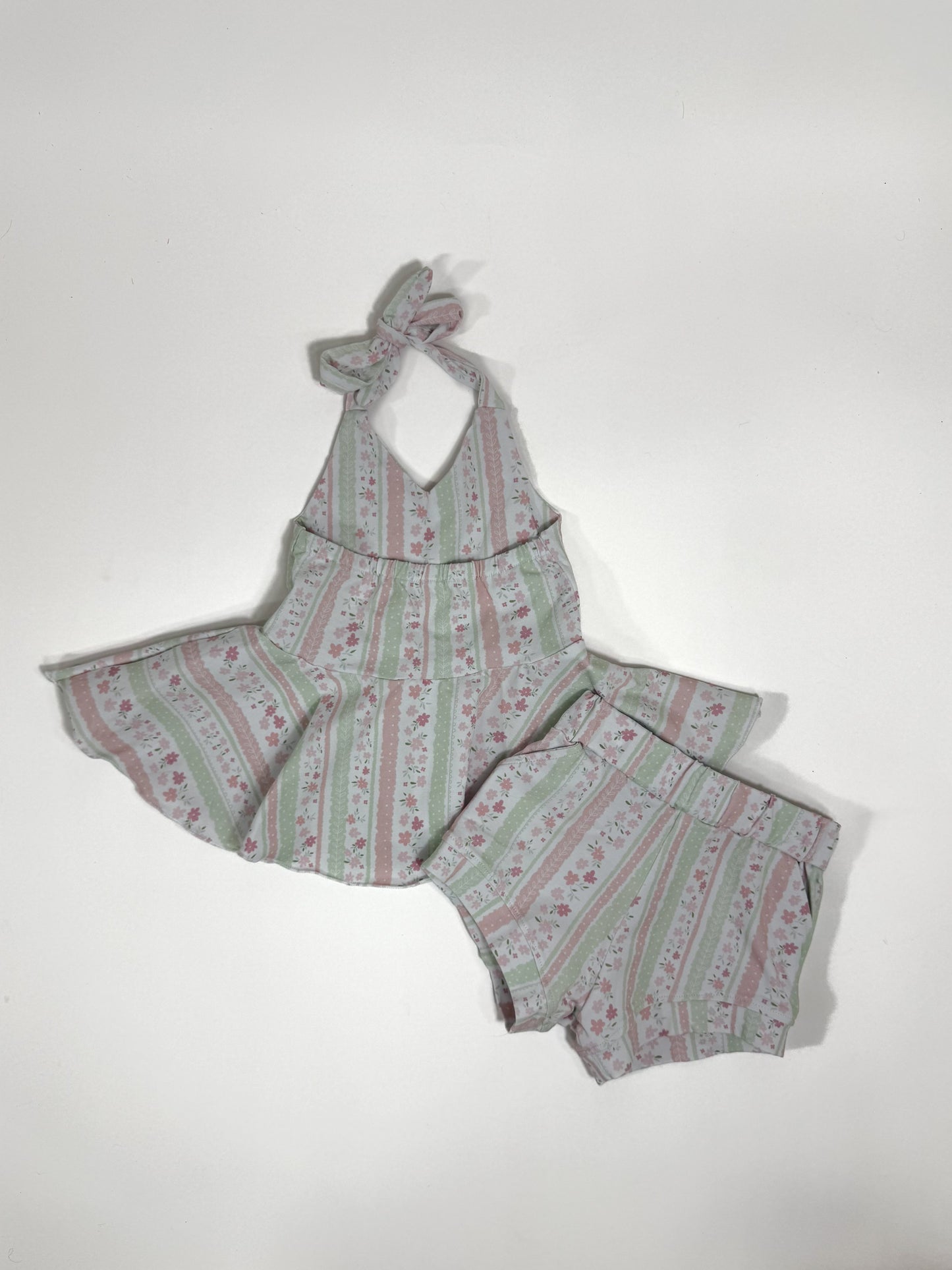 Pink Floral Peplum Set (FINAL SALE)