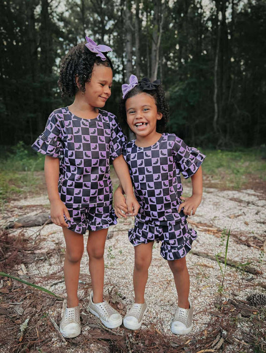 Checkered bats ruffle set