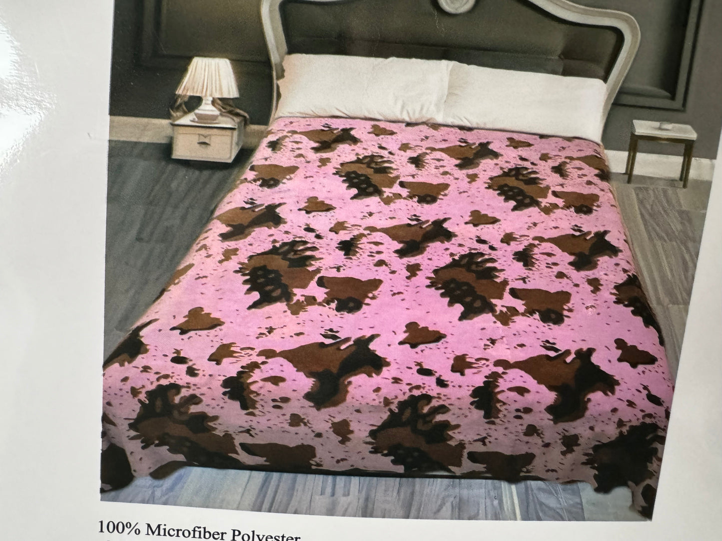 Light Purple/Pink Cow Print Blanket - QUEEN