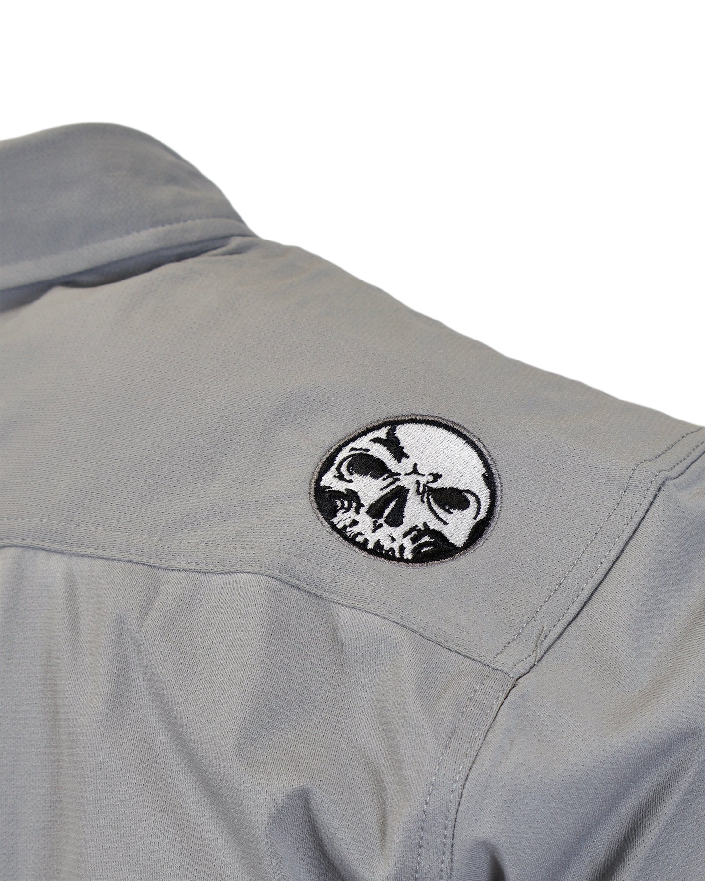 Micro-Perforated, Stretch Embroidered Button-Up