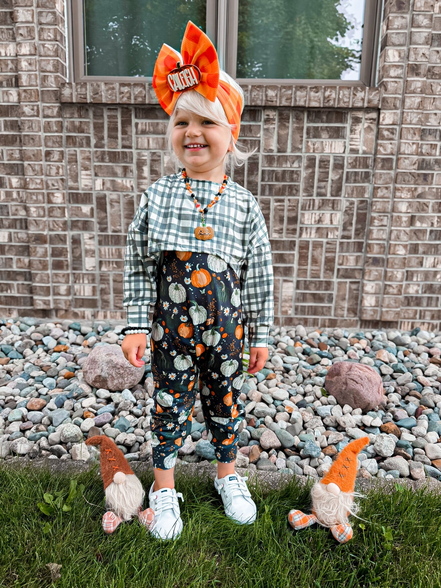 Fall pumpkins honey/ Ollie romper - with snaps