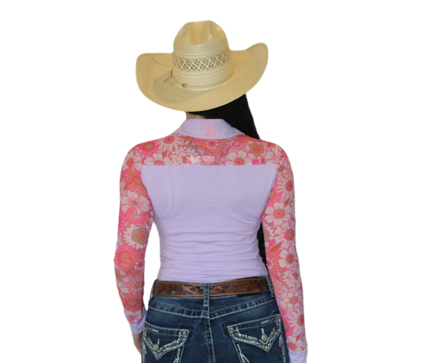 AeroTEQ Lilac Bloom Mesh Pearl Snap Rodeo Shirt