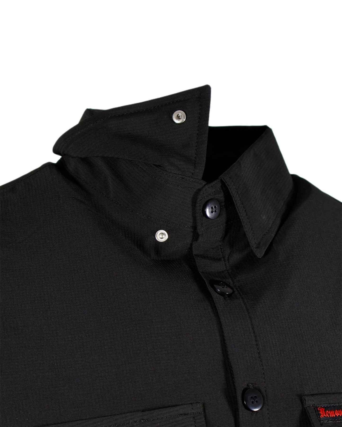 Performance Tech Black Hybrid Button Up Shirt (Hidden Snap Collars)