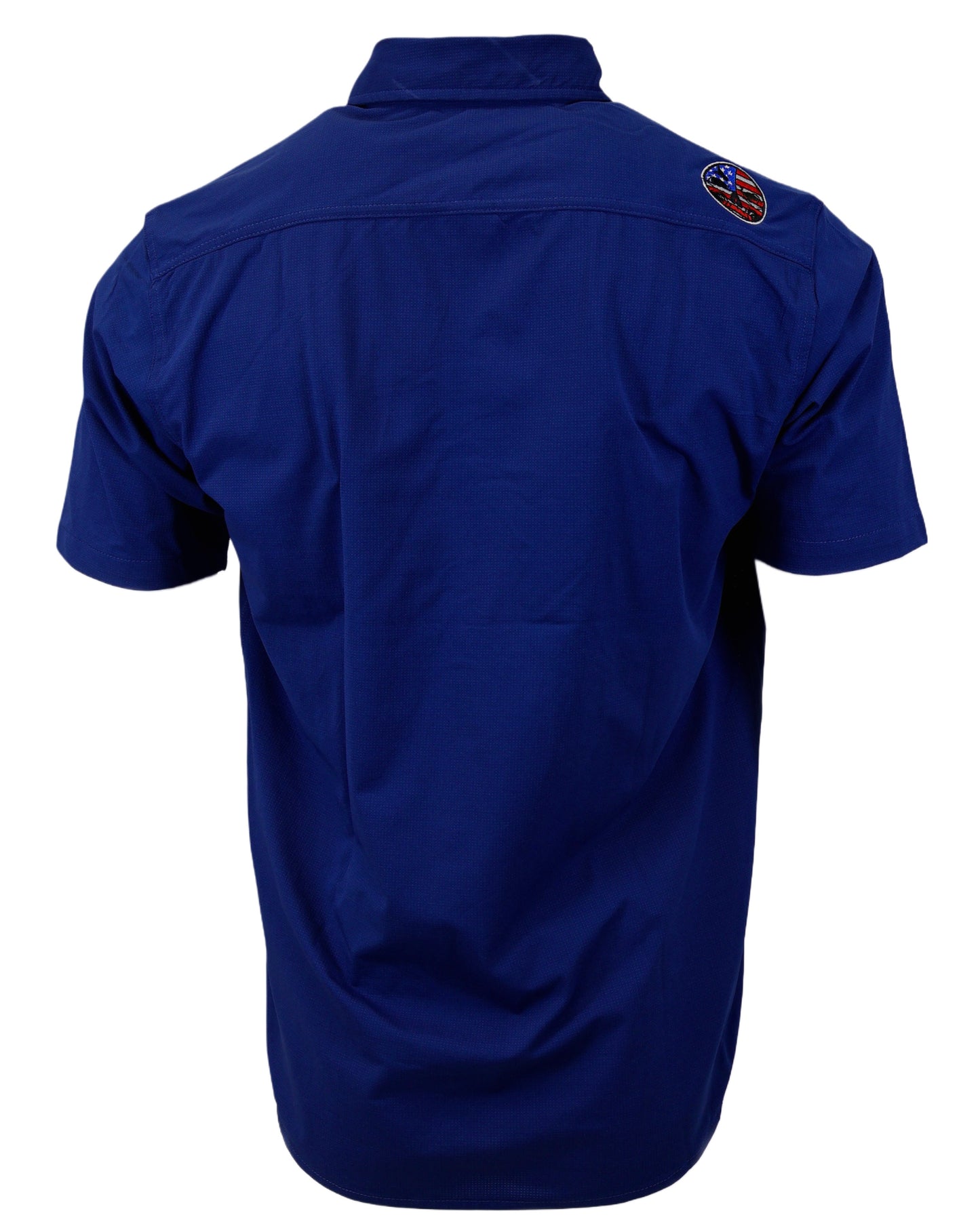 Micro-Perforated, Stretch Embroidered Button-Up