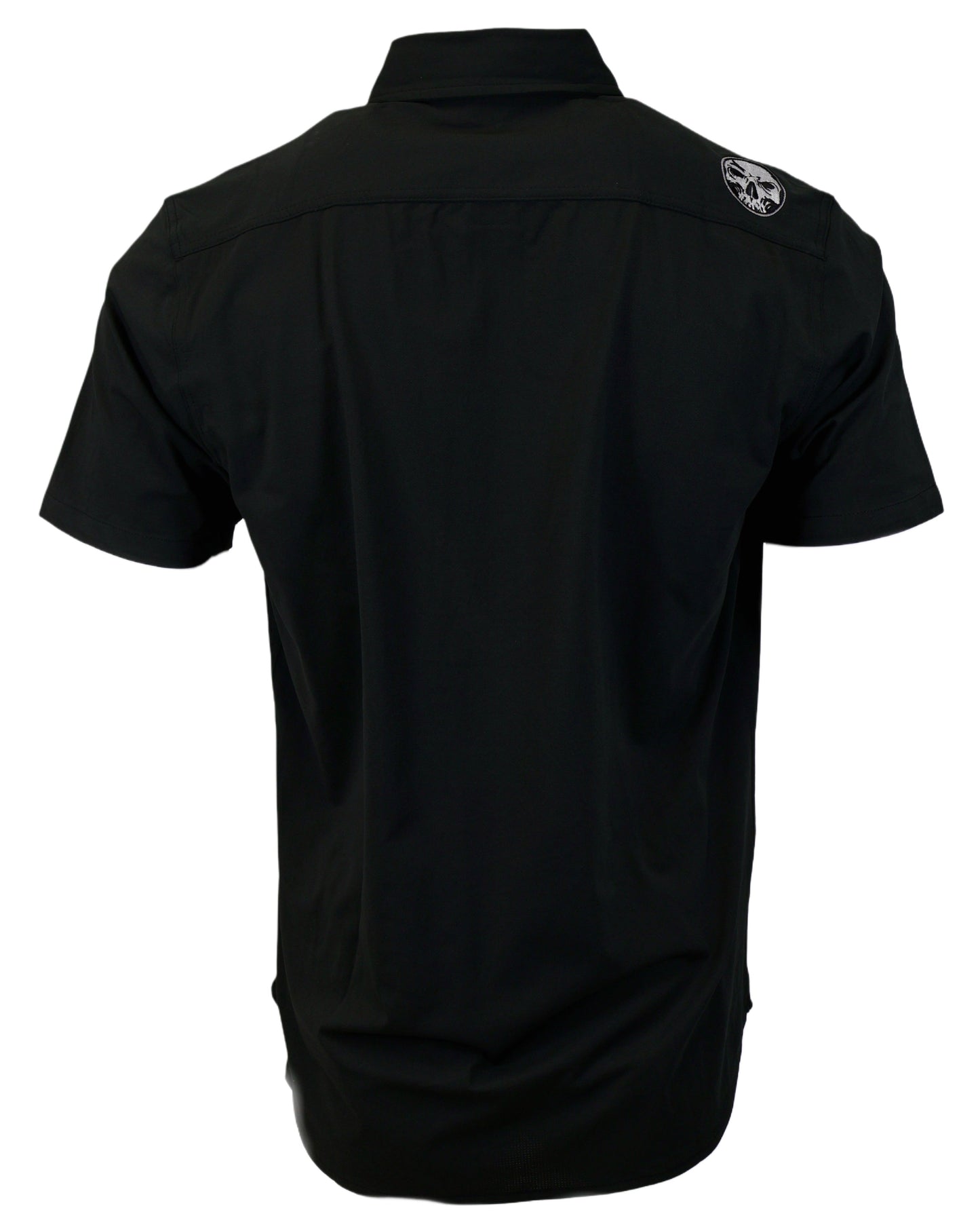 Micro-Perforated, Stretch Embroidered Button-Up