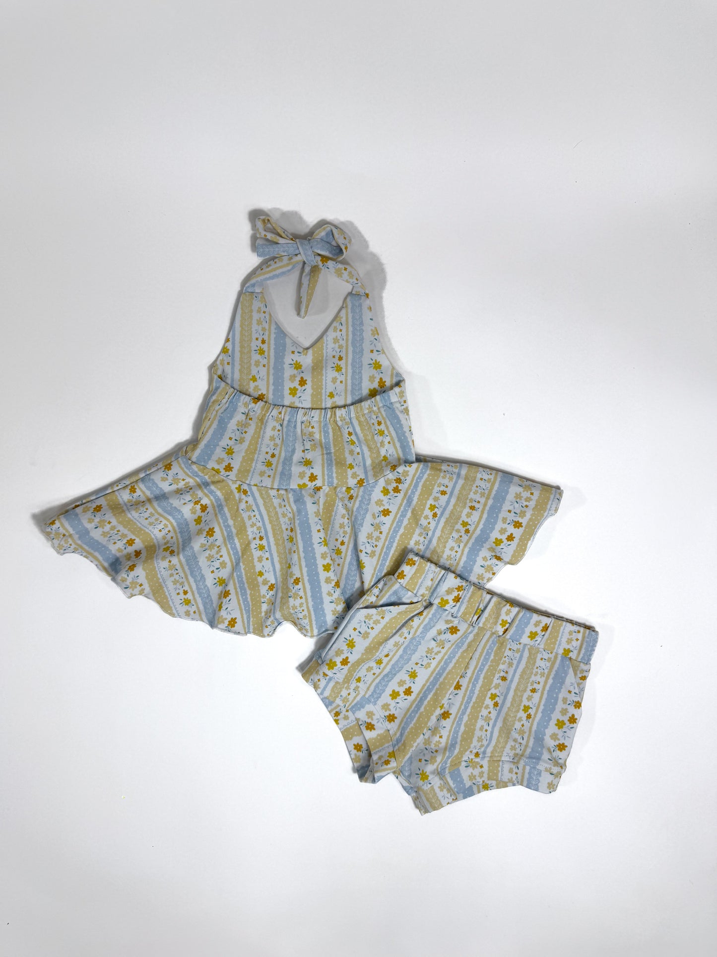 Yellow Floral Peplum Set (FINAL SALE)