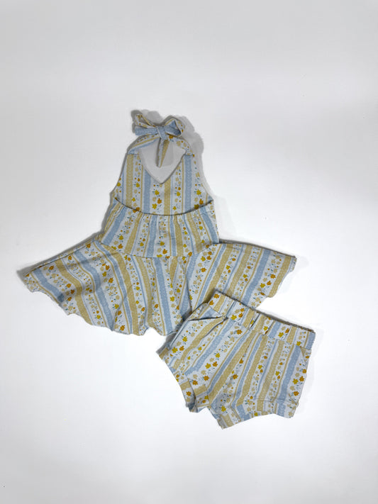 Yellow Floral Peplum Set (FINAL SALE)