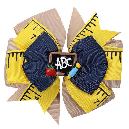Back-to-School Hair Clips Pencil & Bow ABC Hairpins Girls