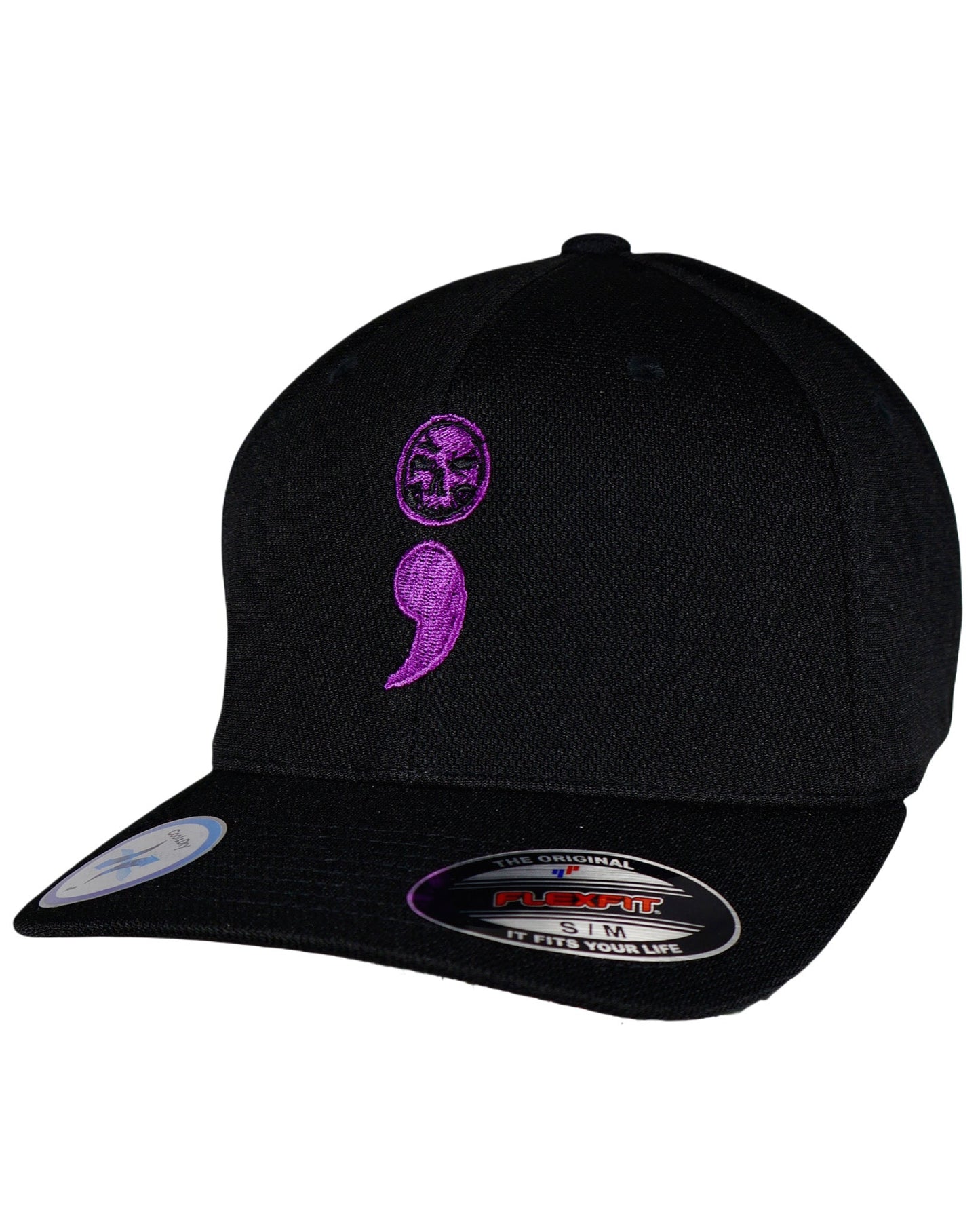 Purple Semicolon - Black "Never Fade" Cap