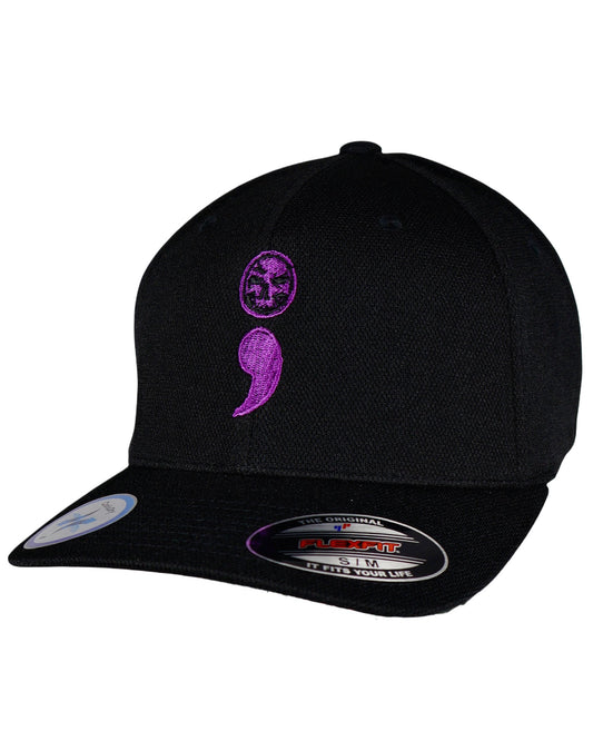 Purple Semicolon - Black "Never Fade" Cap
