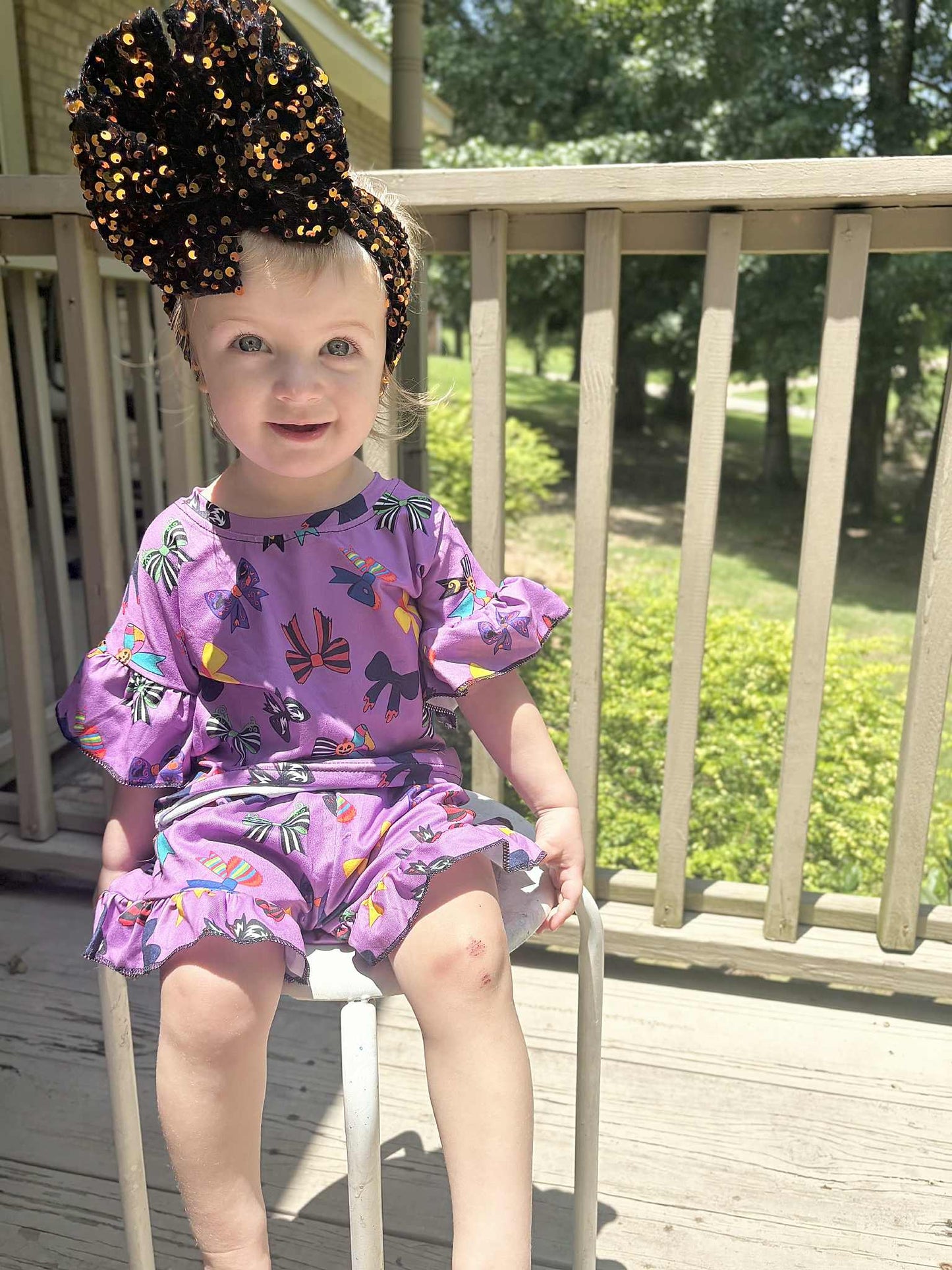 Spooky bows ruffle set