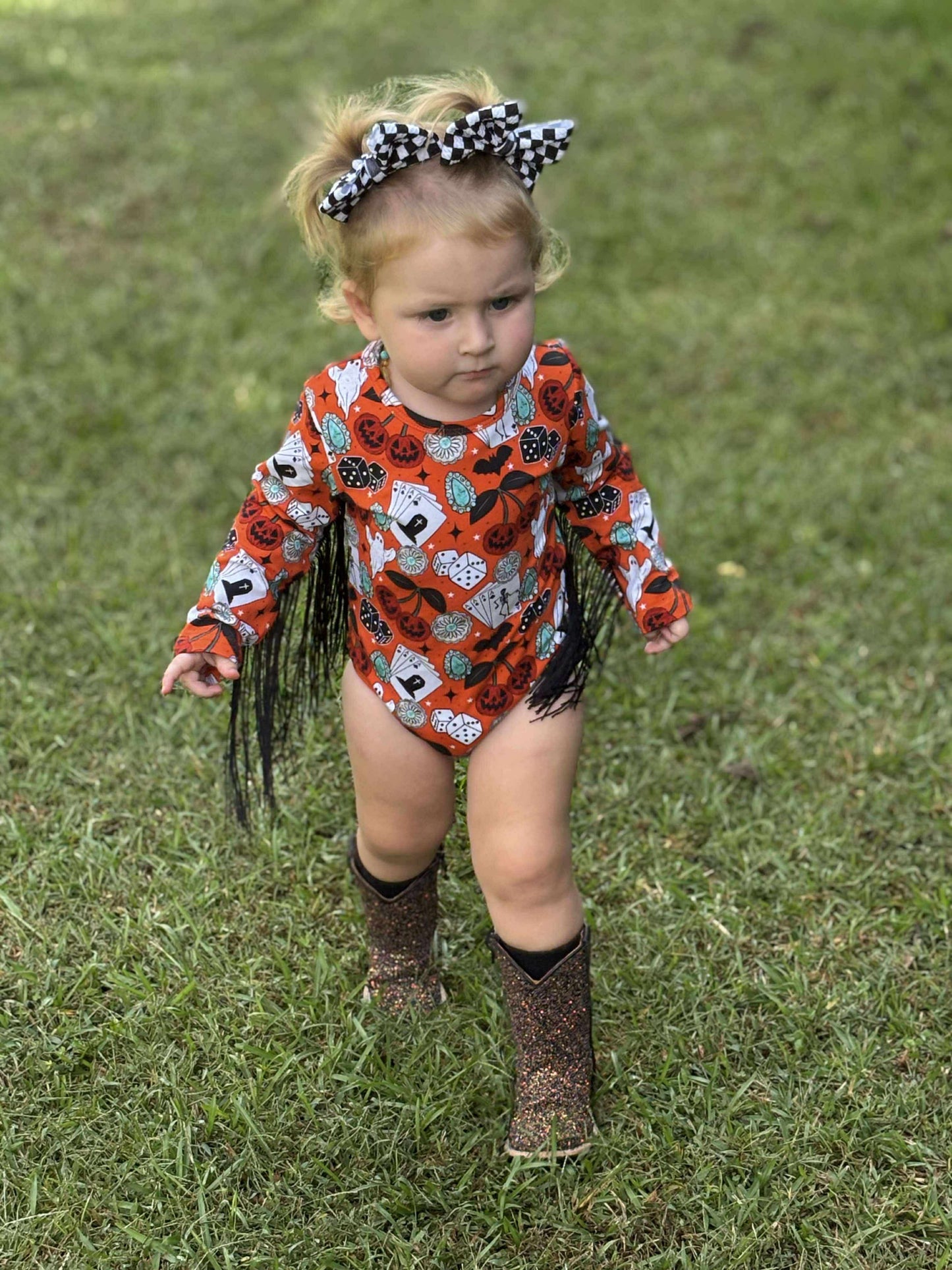 Haunted honky tonk fringe leo/top (FINAL SALE)